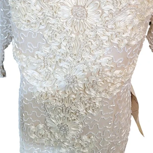 Vintage Alyce Designs Beaded Embellished Gown Long‎ Sleeve Formal Dress